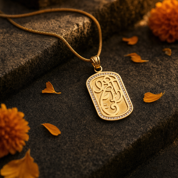 Men's Gold Religious CZ Pendant