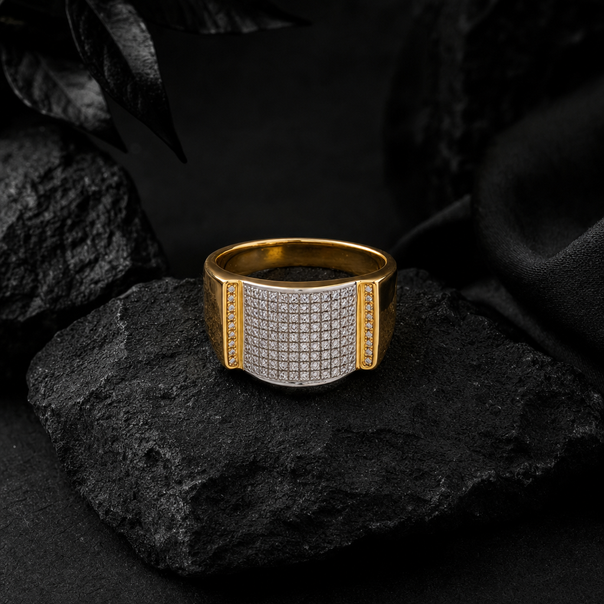 Men's Gold CZ Band Ring