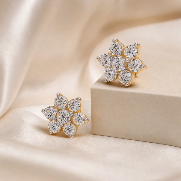 Gold CZ Stud Earrings