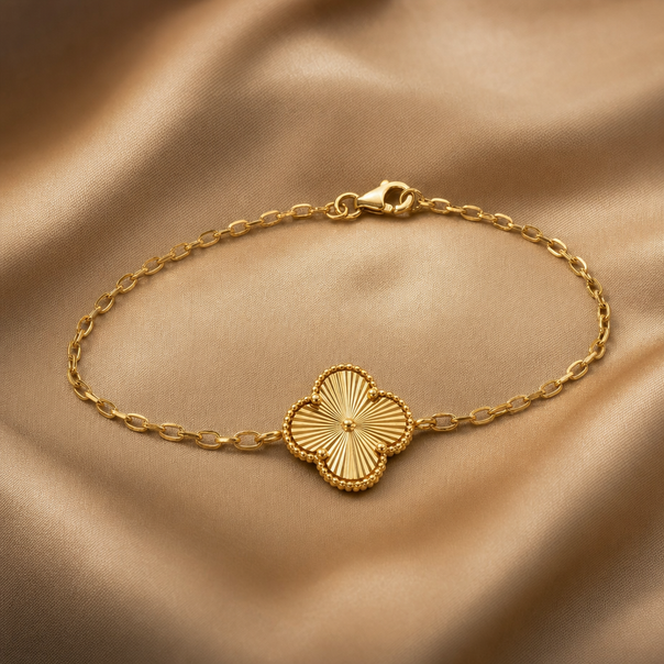 Gold Forcat Link Textured Chain Bracelet
