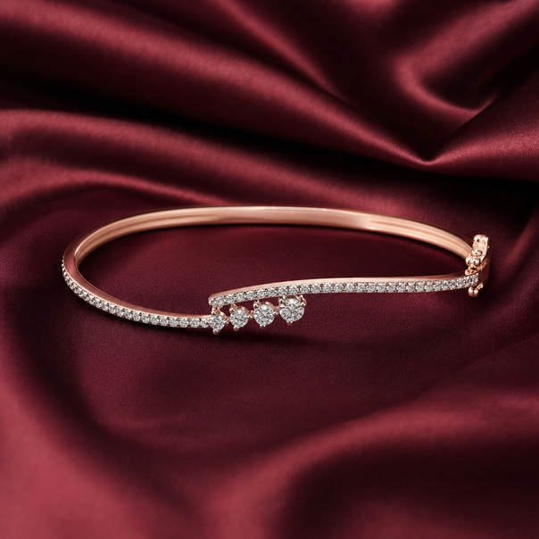 Gold CZ Stiff Bracelet