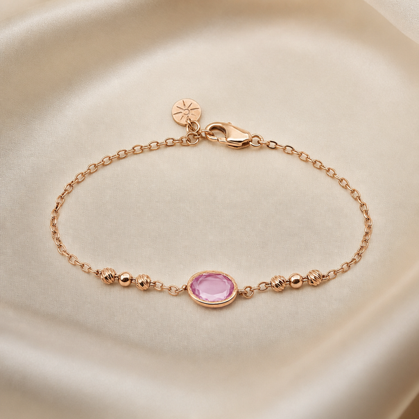 Gold Colour Stone Chain Bracelet