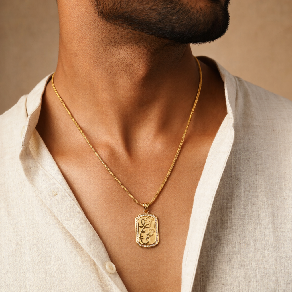 Men's Gold Religious CZ Pendant