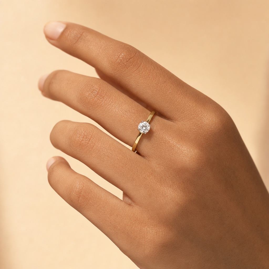 Gold Solitaire Ring