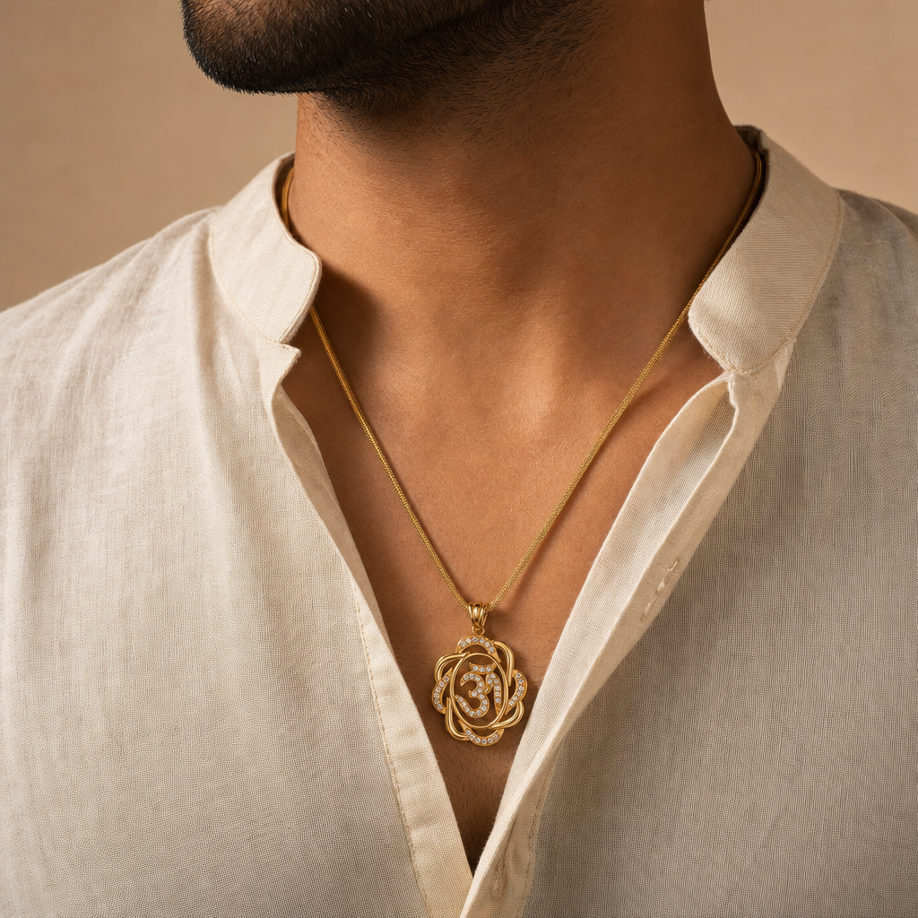 Men's Gold Religious CZ Pendant