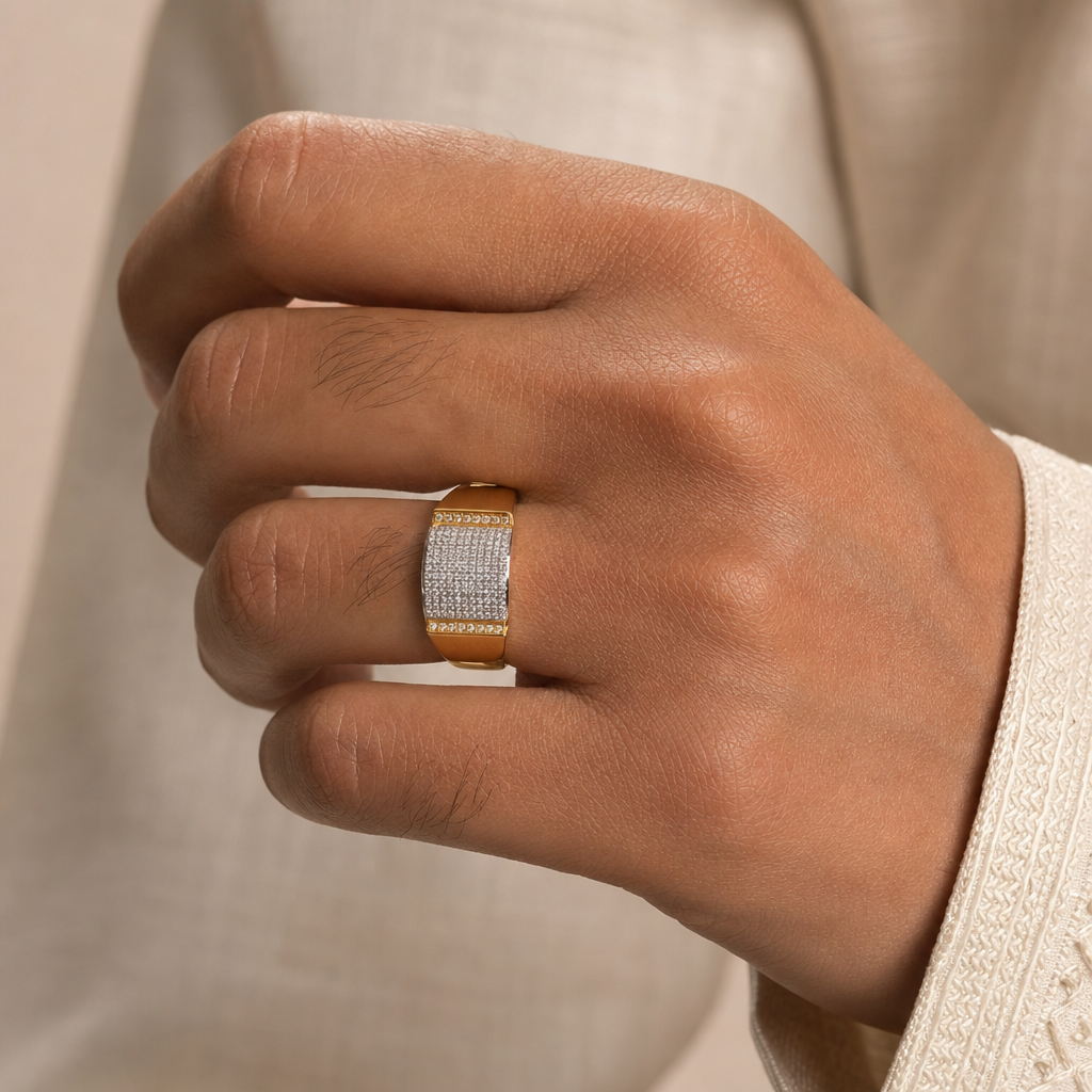 Men's Gold CZ Band Ring