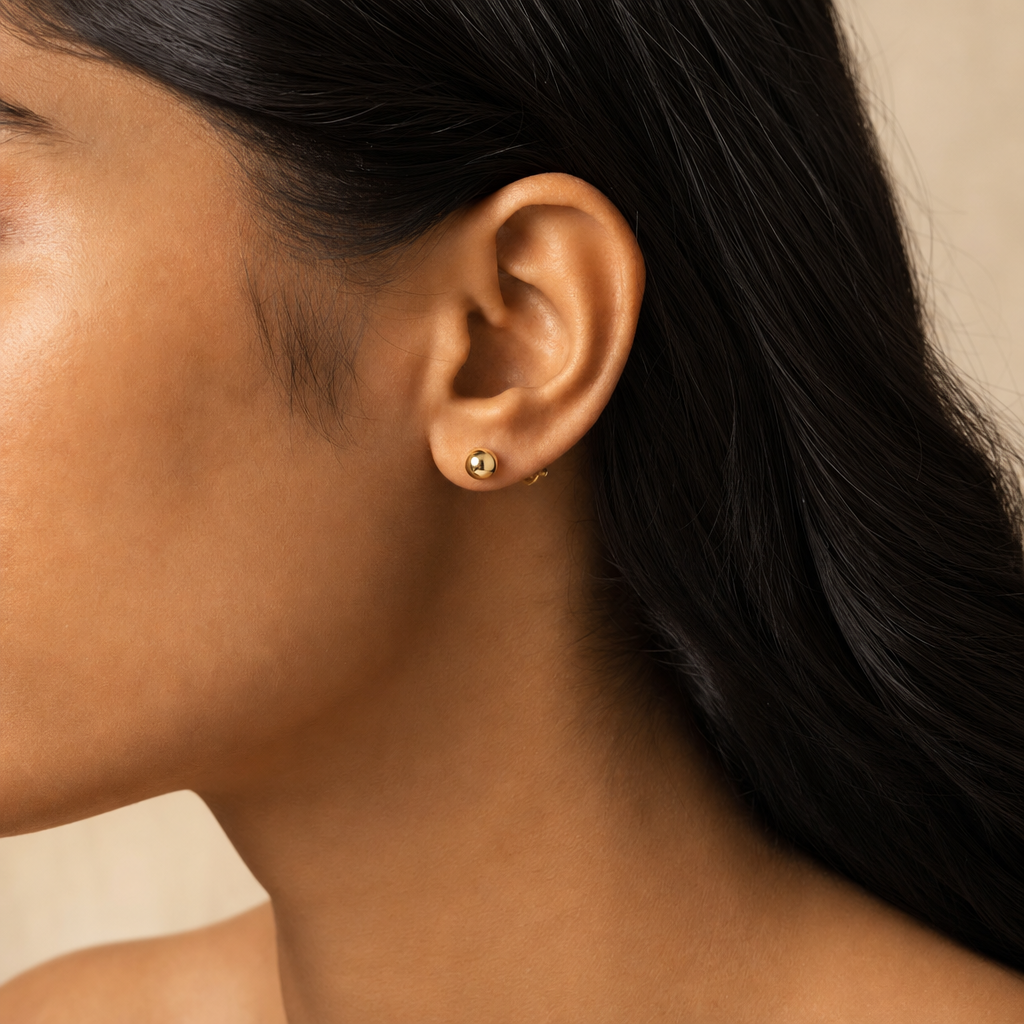 Plain Gold Stud Earrings