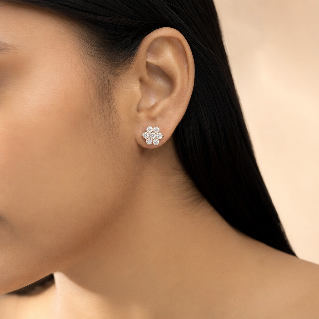 Gold CZ Stud Earrings