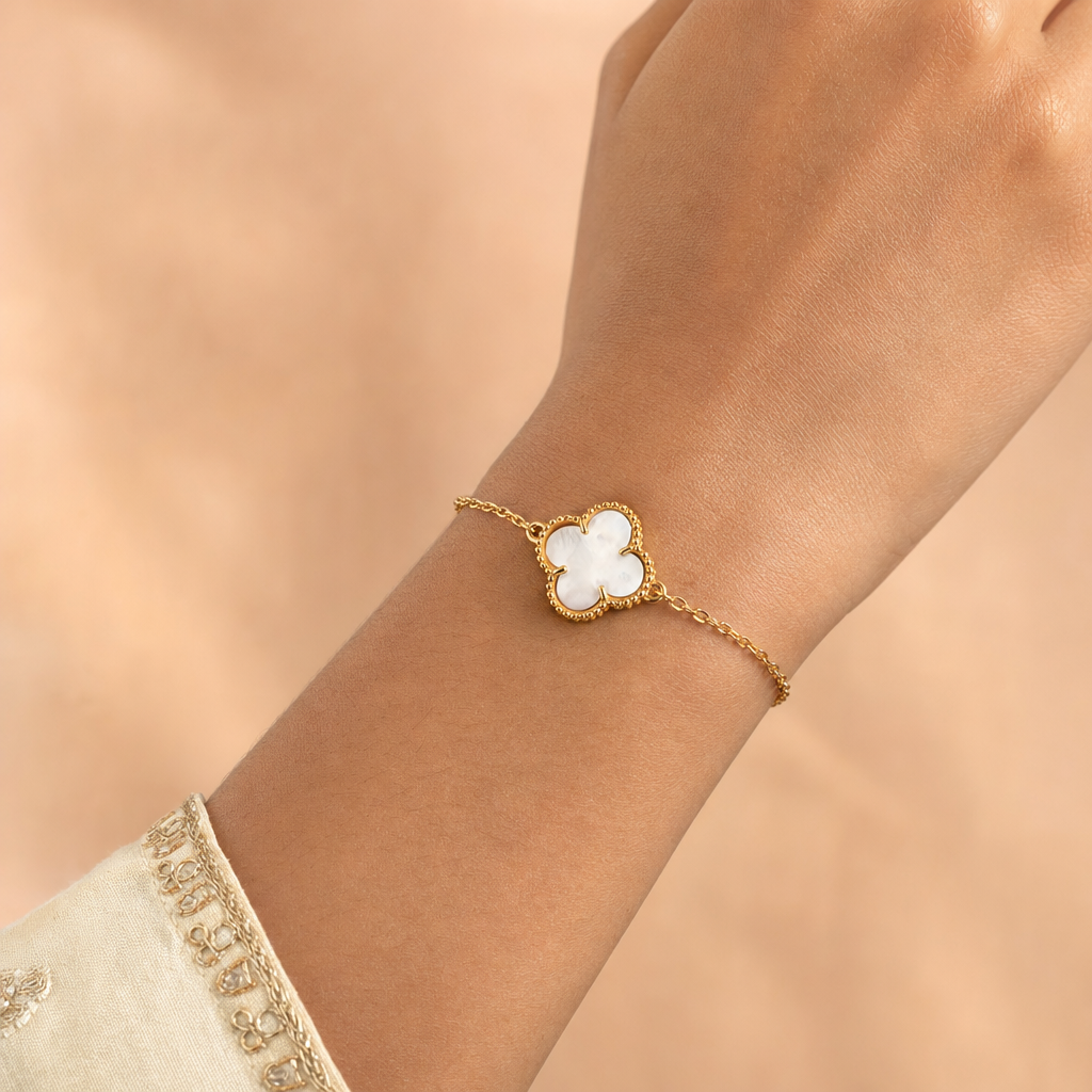Gold Mother of Pearl Chain Bracelet