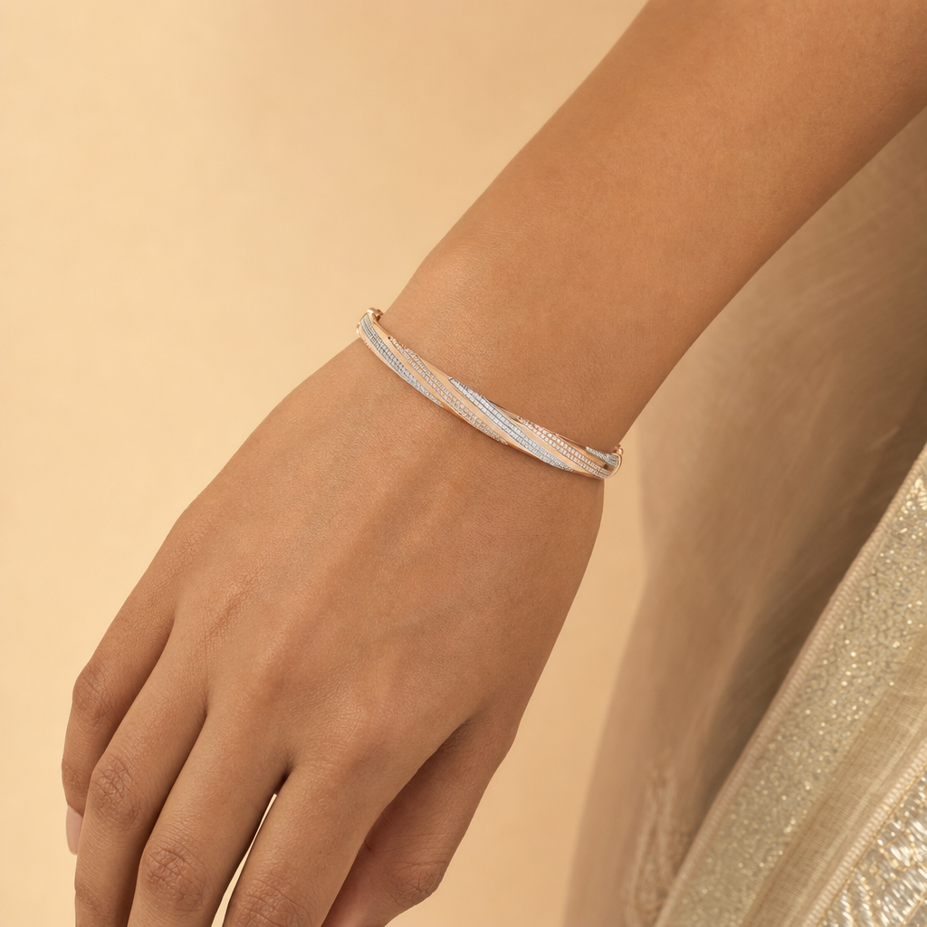 Gold CZ Stiff Bracelet
