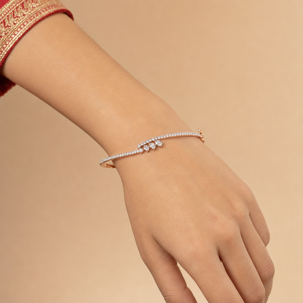 Gold CZ Stiff Bracelet