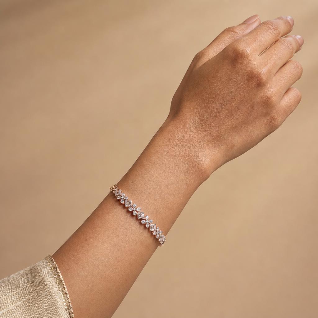Gold CZ Link Bracelet