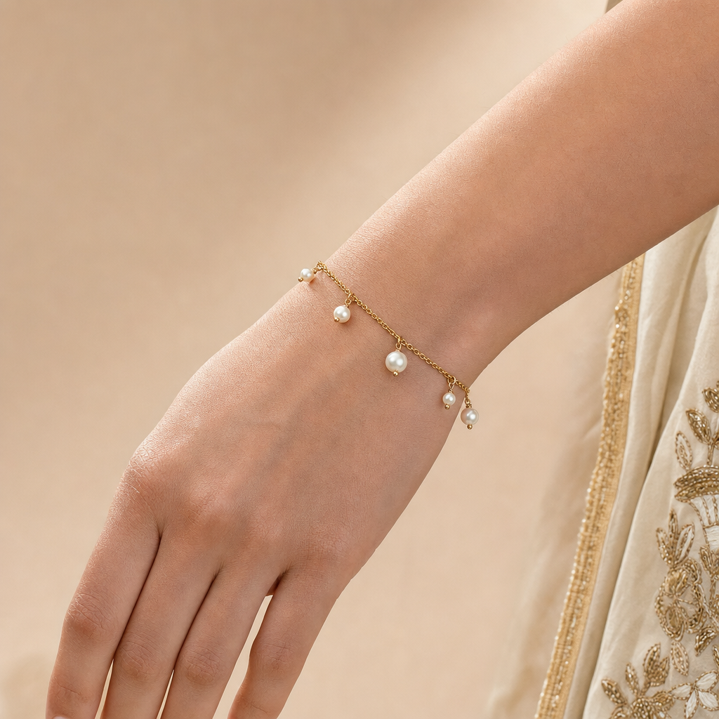 Gold Pearl Chain Bracelet