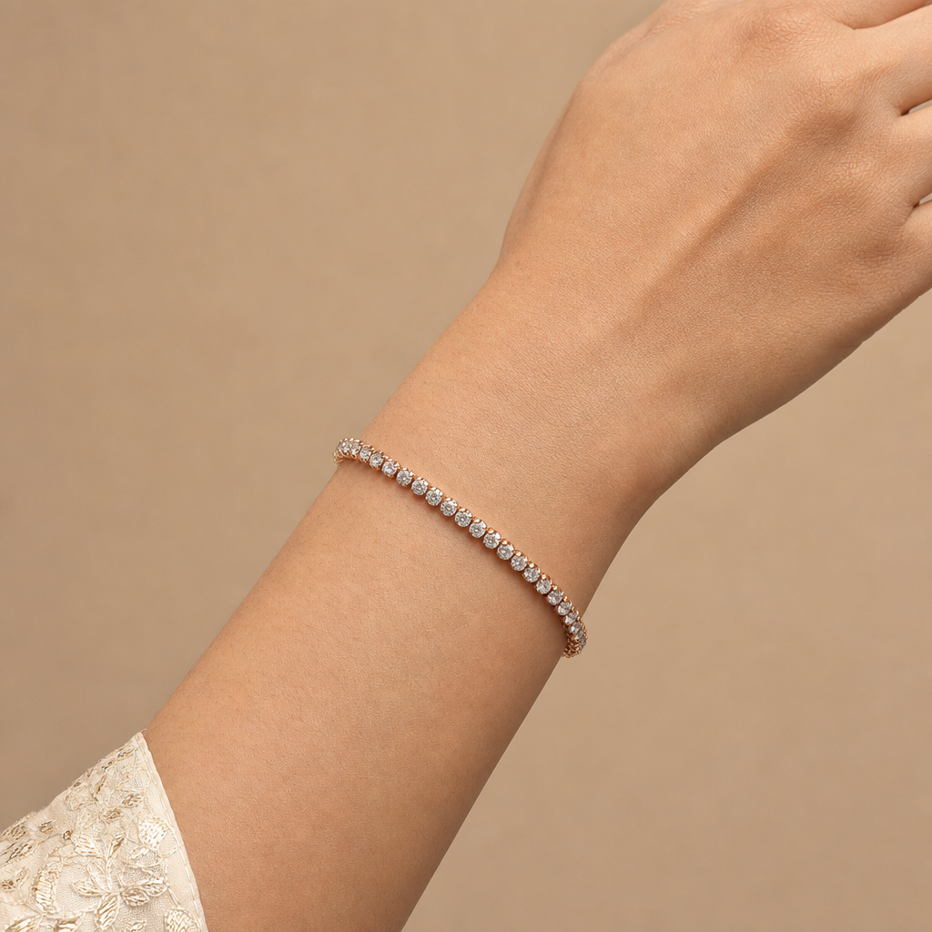 Gold CZ Link Bracelet