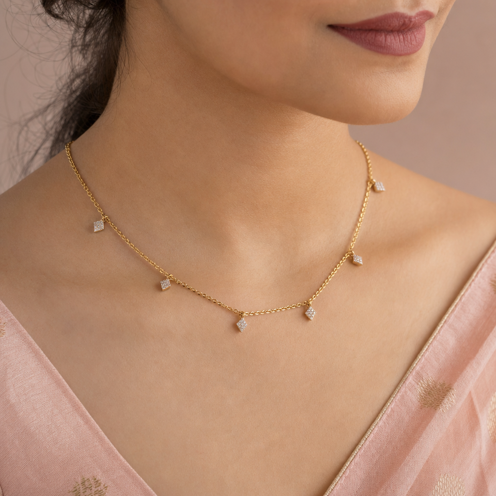 Gold Contemporary Station Charm Chain