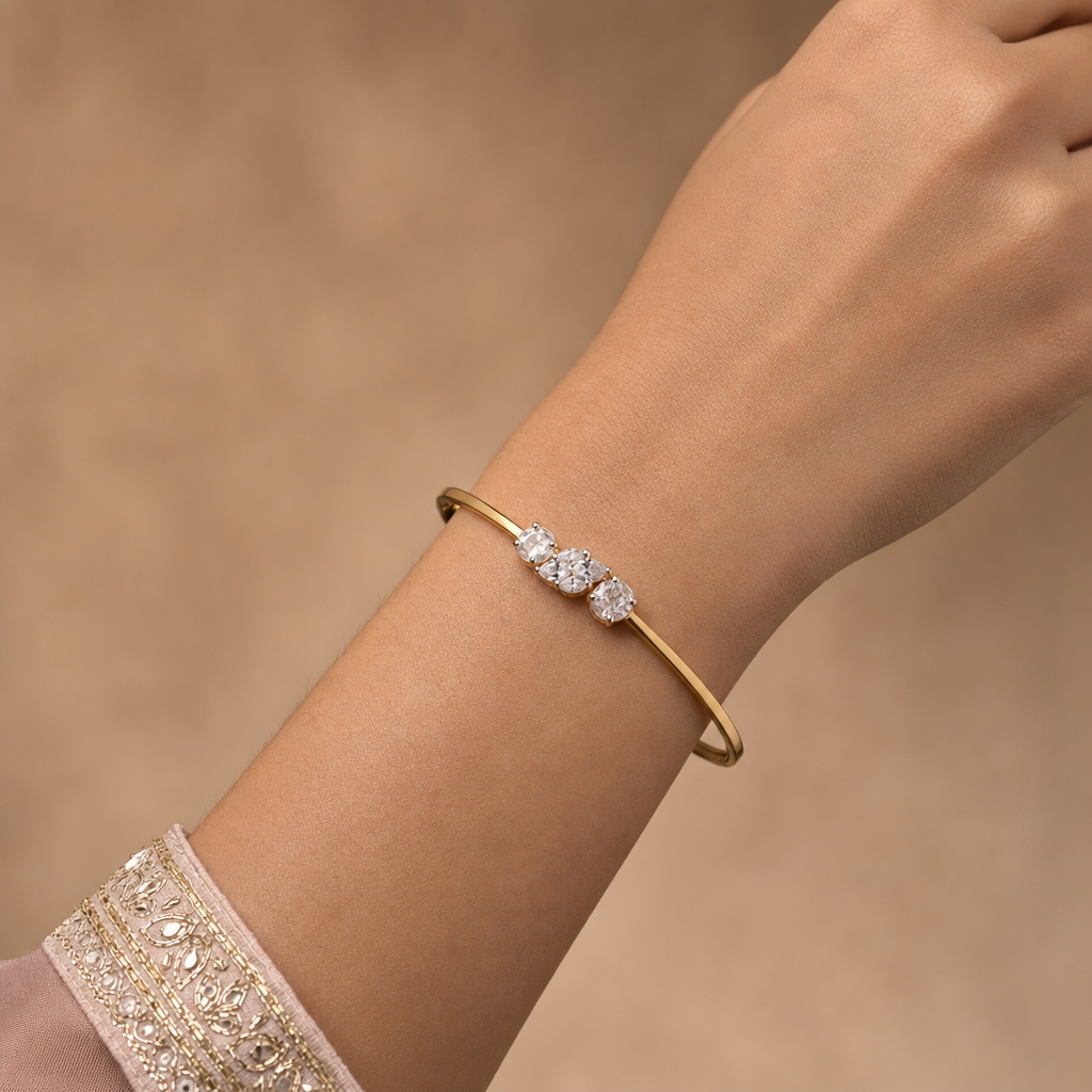 Gold CZ Stiff Bracelet