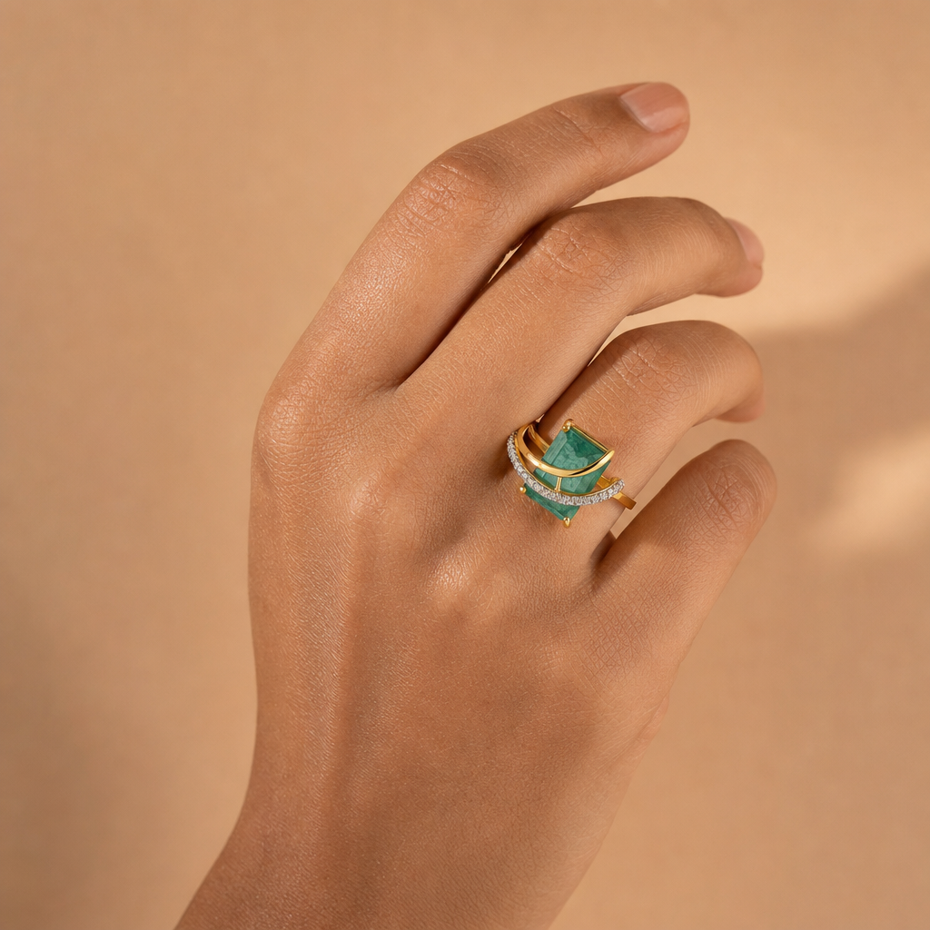 Gold CZ & Colour Stone Ring