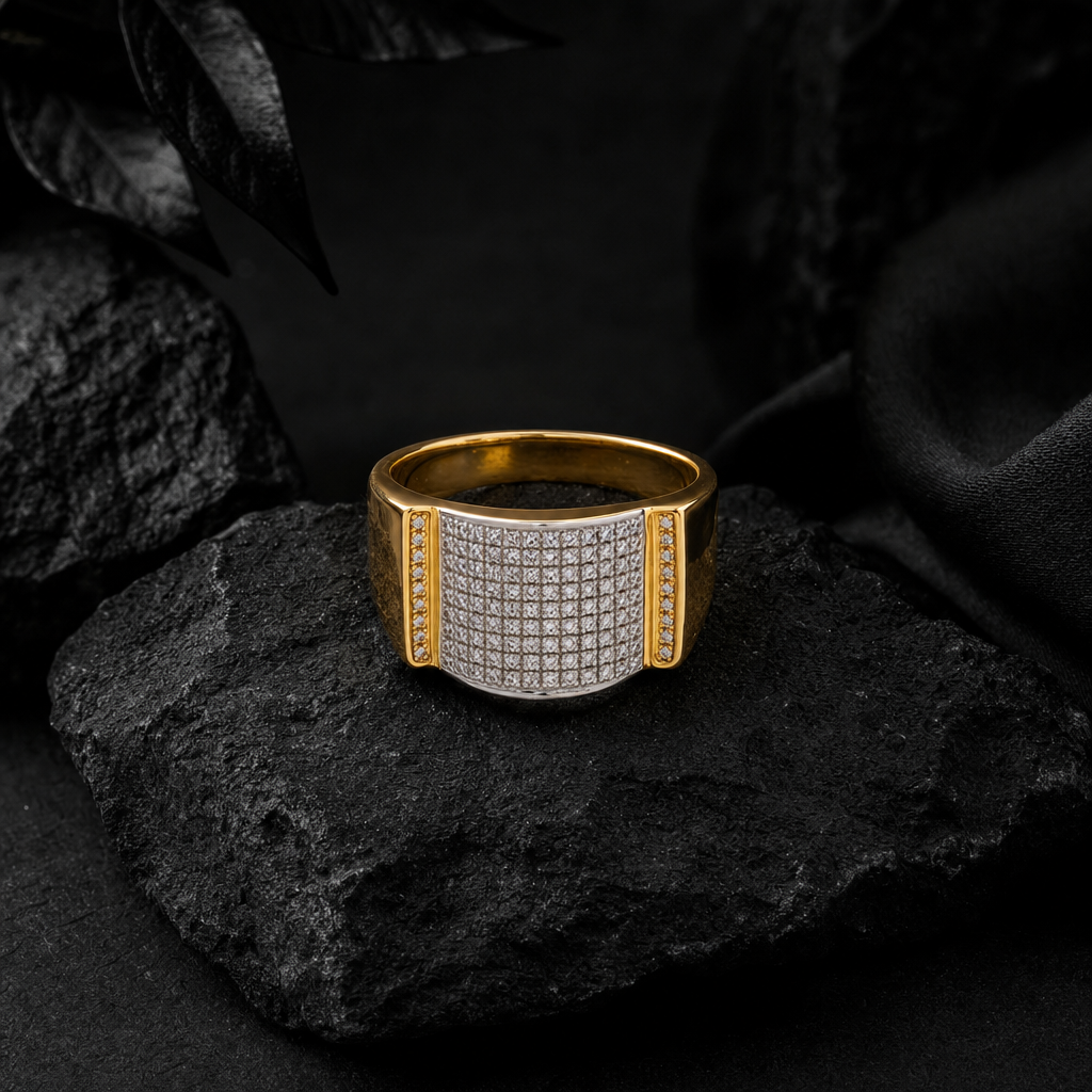 Men's Gold CZ Band Ring