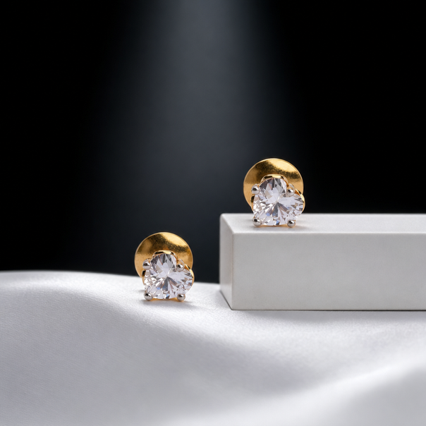 Gold Solitaire Stud Earrings