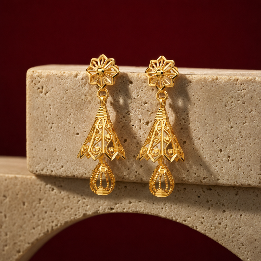 Plain Gold Jhumka Earrings