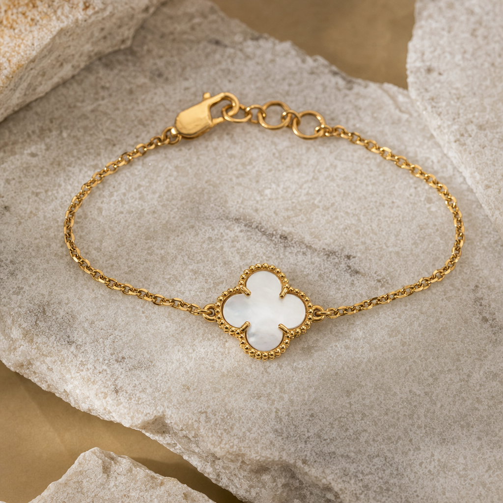 Gold Mother of Pearl Chain Bracelet
