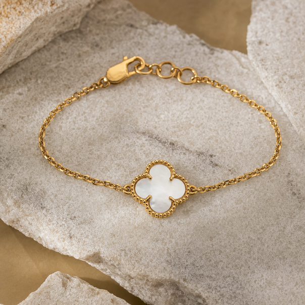 Gold Mother of Pearl Chain Bracelet
