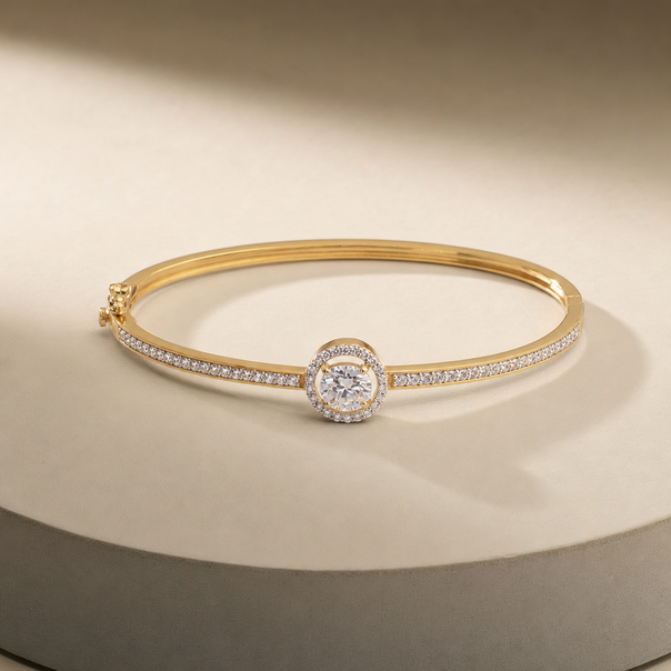 Gold CZ Stiff Bracelet
