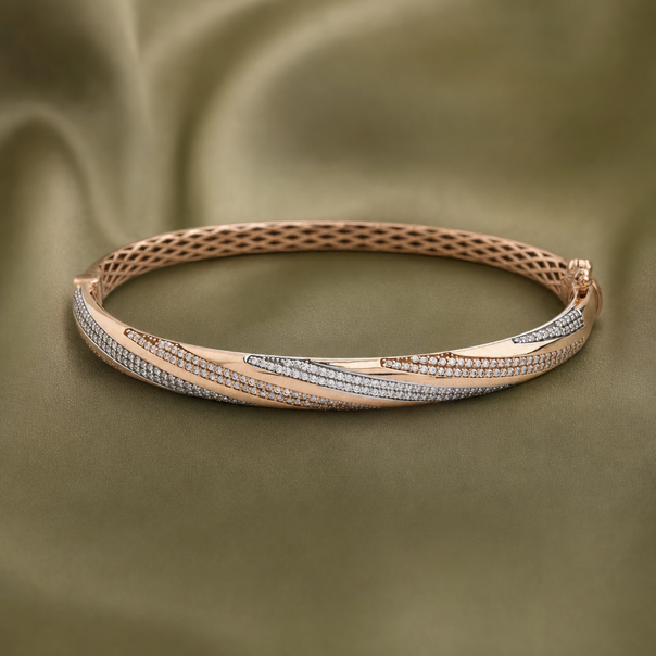 Gold CZ Stiff Bracelet