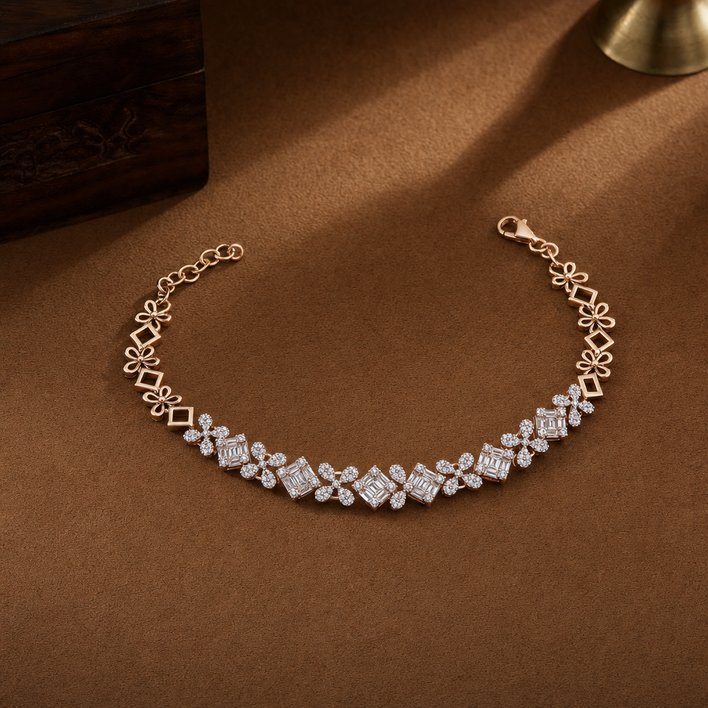 Gold CZ Link Bracelet
