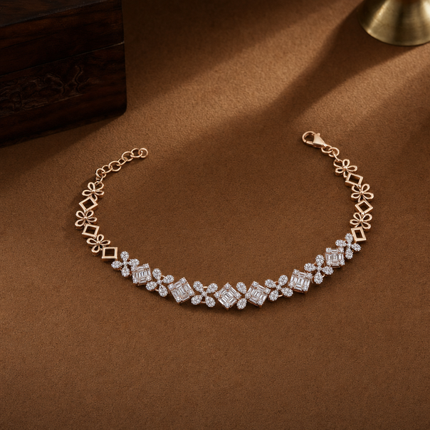 Gold CZ Link Bracelet