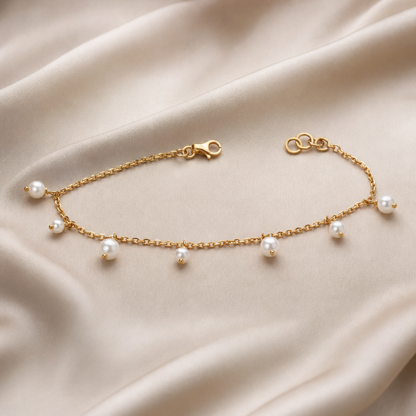 Gold Pearl Chain Bracelet