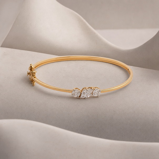 Gold CZ Stiff Bracelet