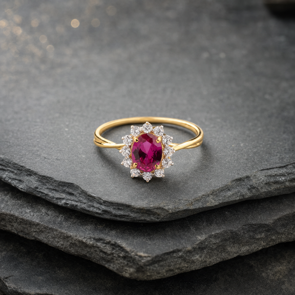Gold Colour Stone & CZ Ring