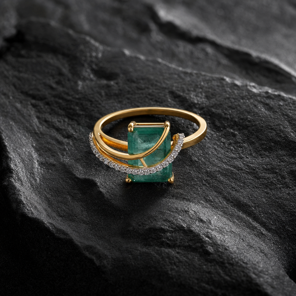 Gold CZ & Colour Stone Ring