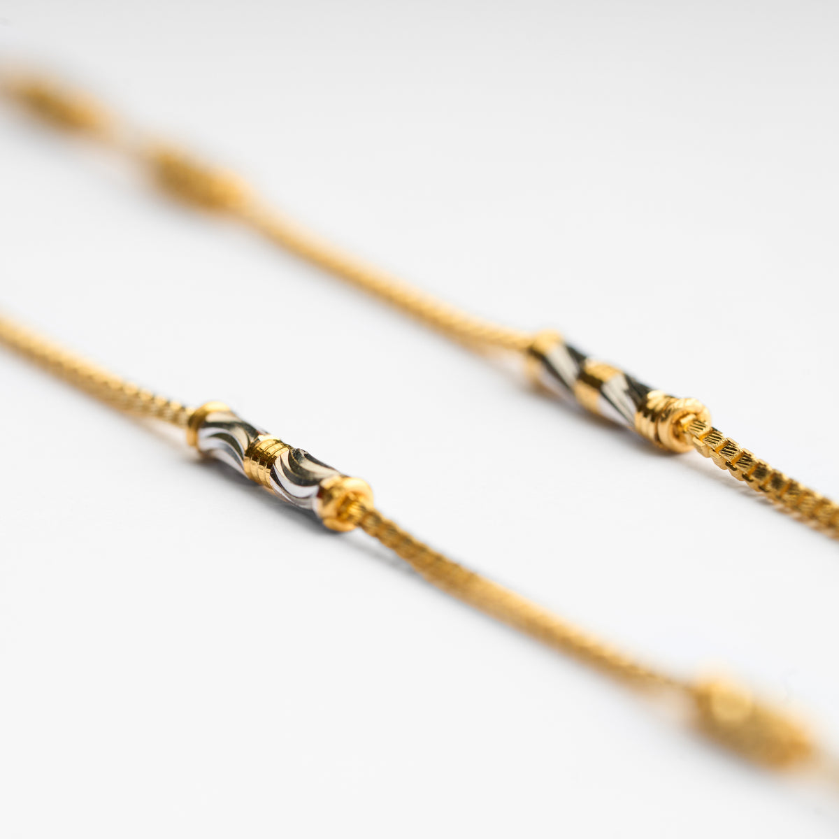 Gold Bar Link Beaded Chain
