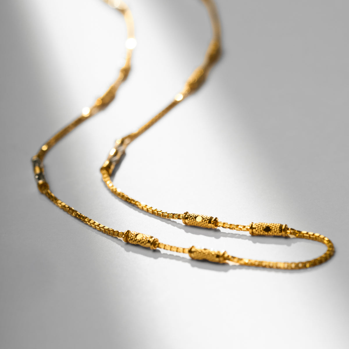 Gold Bar Link Beaded Chain