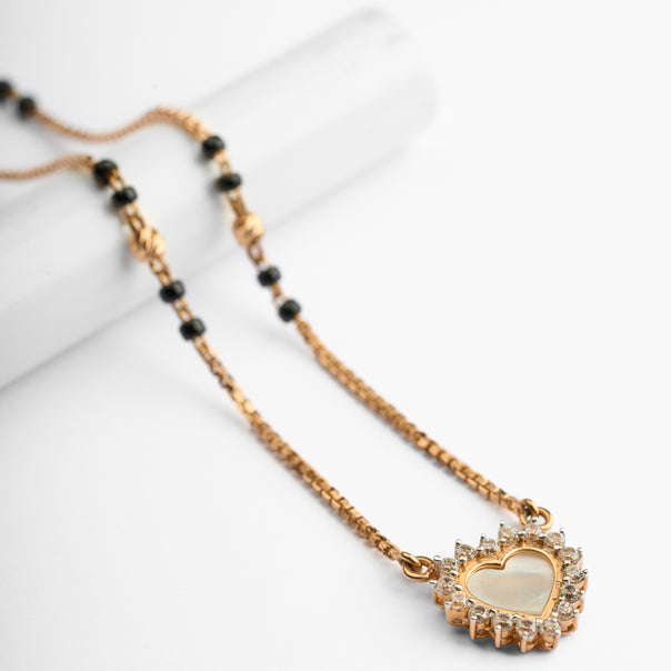 Gold Mother of Pearl & CZ Mangalsutra