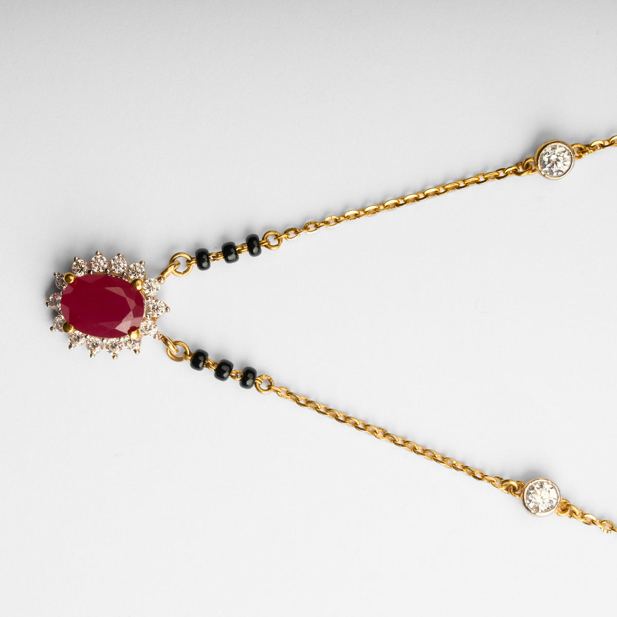 Gold Red Stone & CZ Mangalsutra