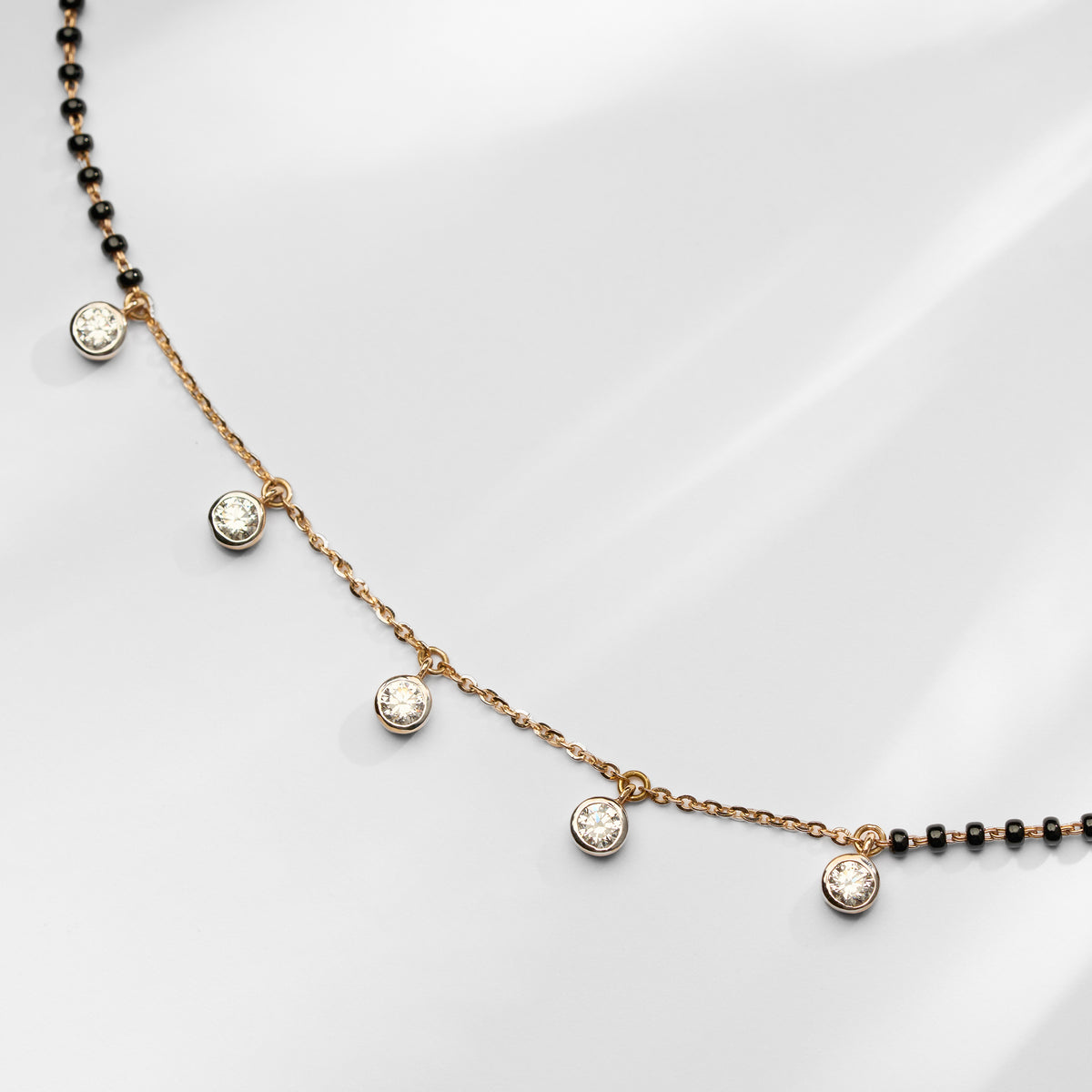 Gold Solitaire Charm Mangalsutra
