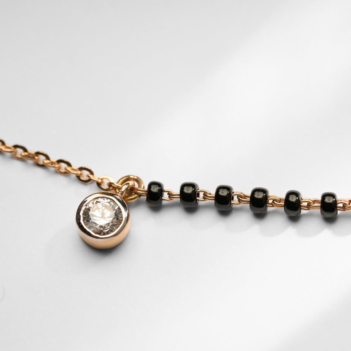 Gold Solitaire Charm Mangalsutra