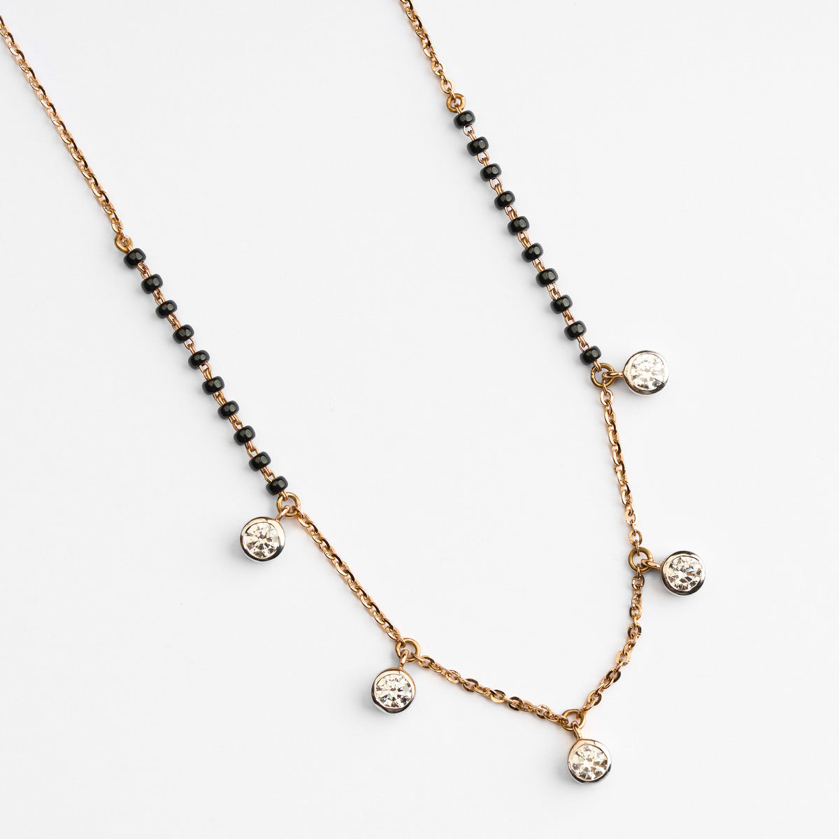 Gold Solitaire Charm Mangalsutra