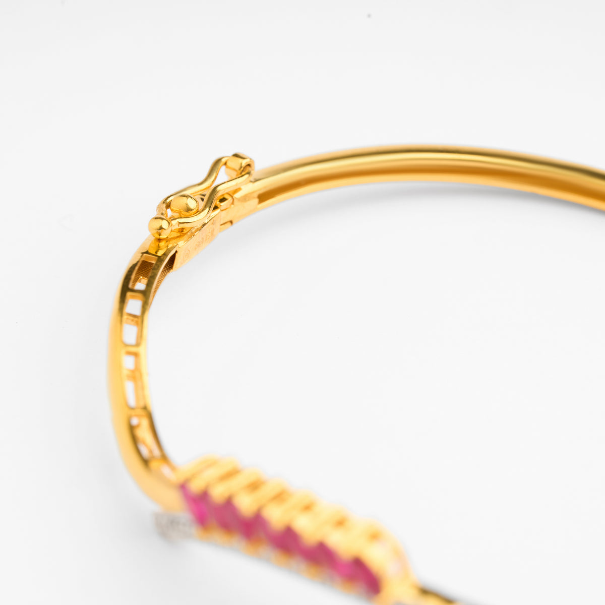 Gold Colour Stone & CZ Stiff Bracelet