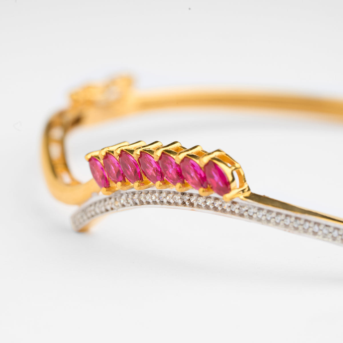 Gold Colour Stone & CZ Stiff Bracelet