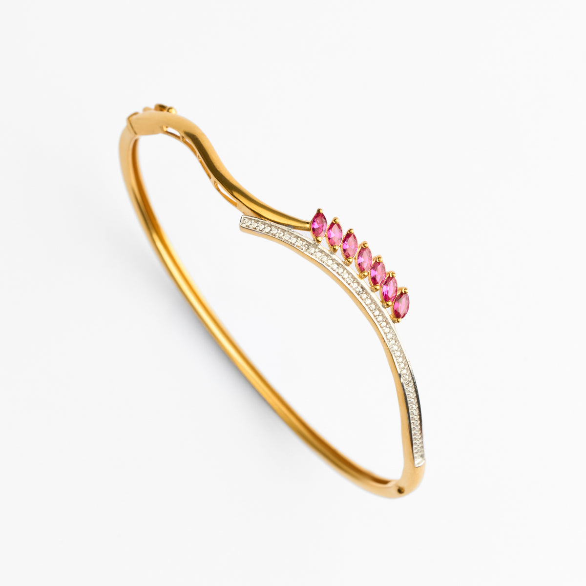 Gold Colour Stone & CZ Stiff Bracelet