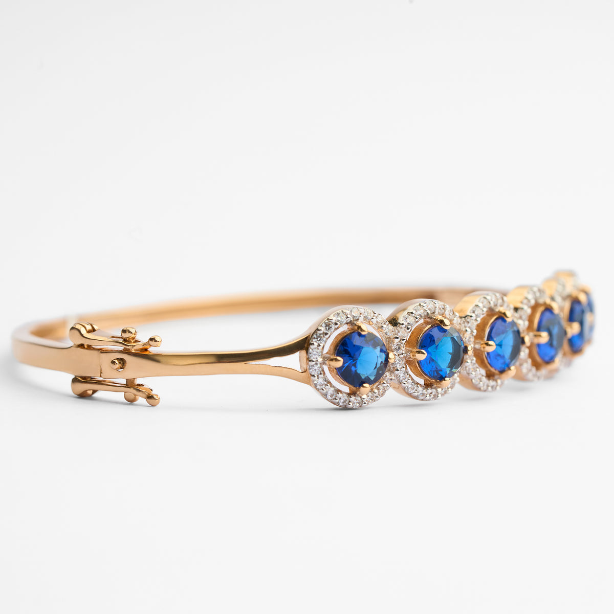 Gold CZ & Colour Stone Stiff Bracelet