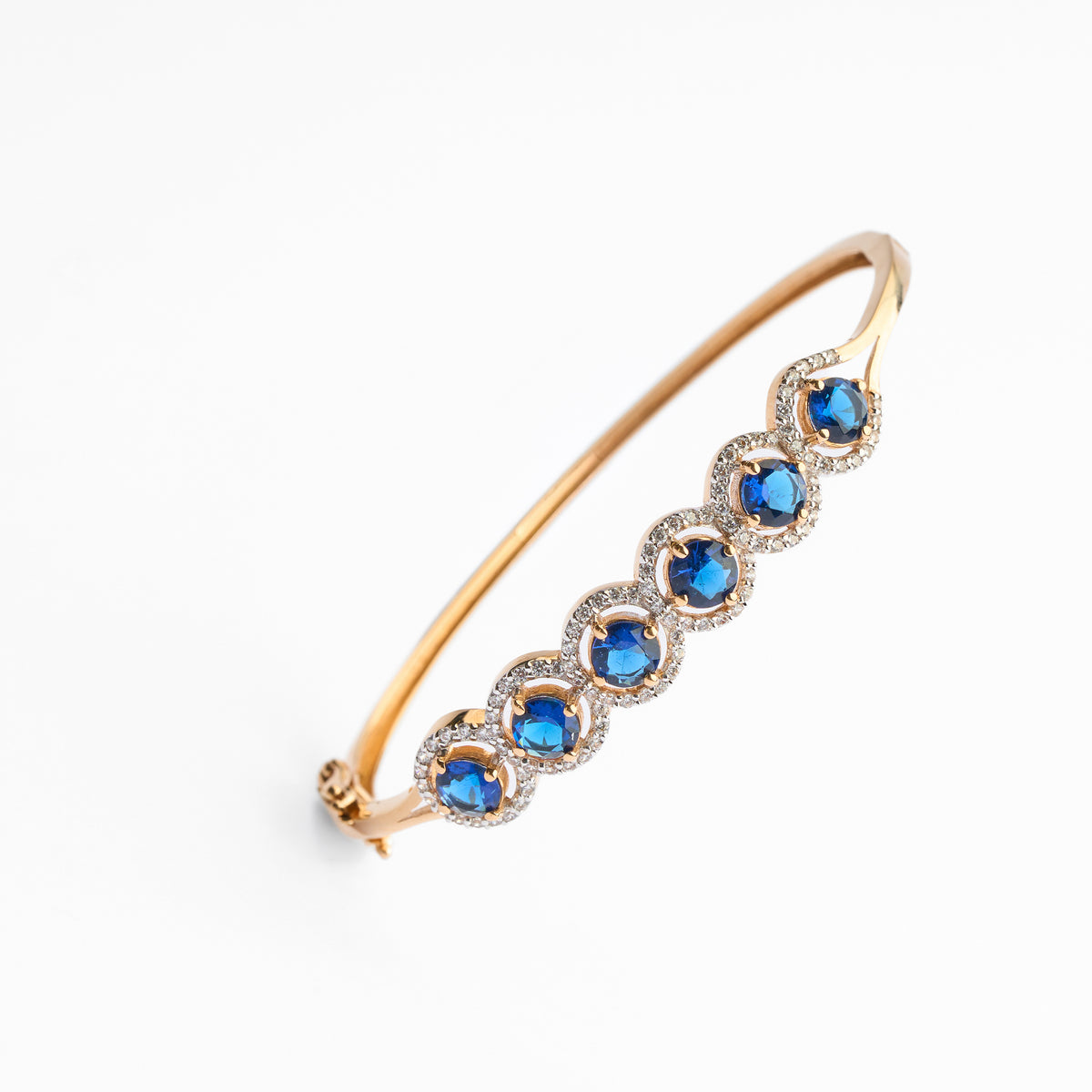 Gold CZ & Colour Stone Stiff Bracelet