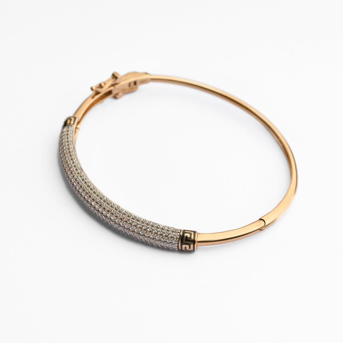 Gold CZ & Colour Stone Stiff Bracelet