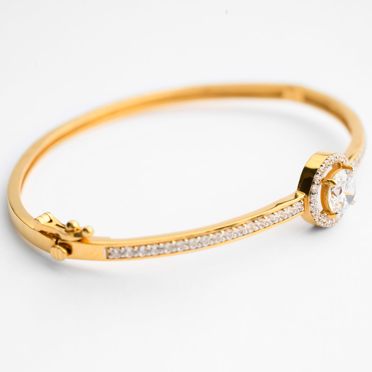 Gold CZ Stiff Bracelet