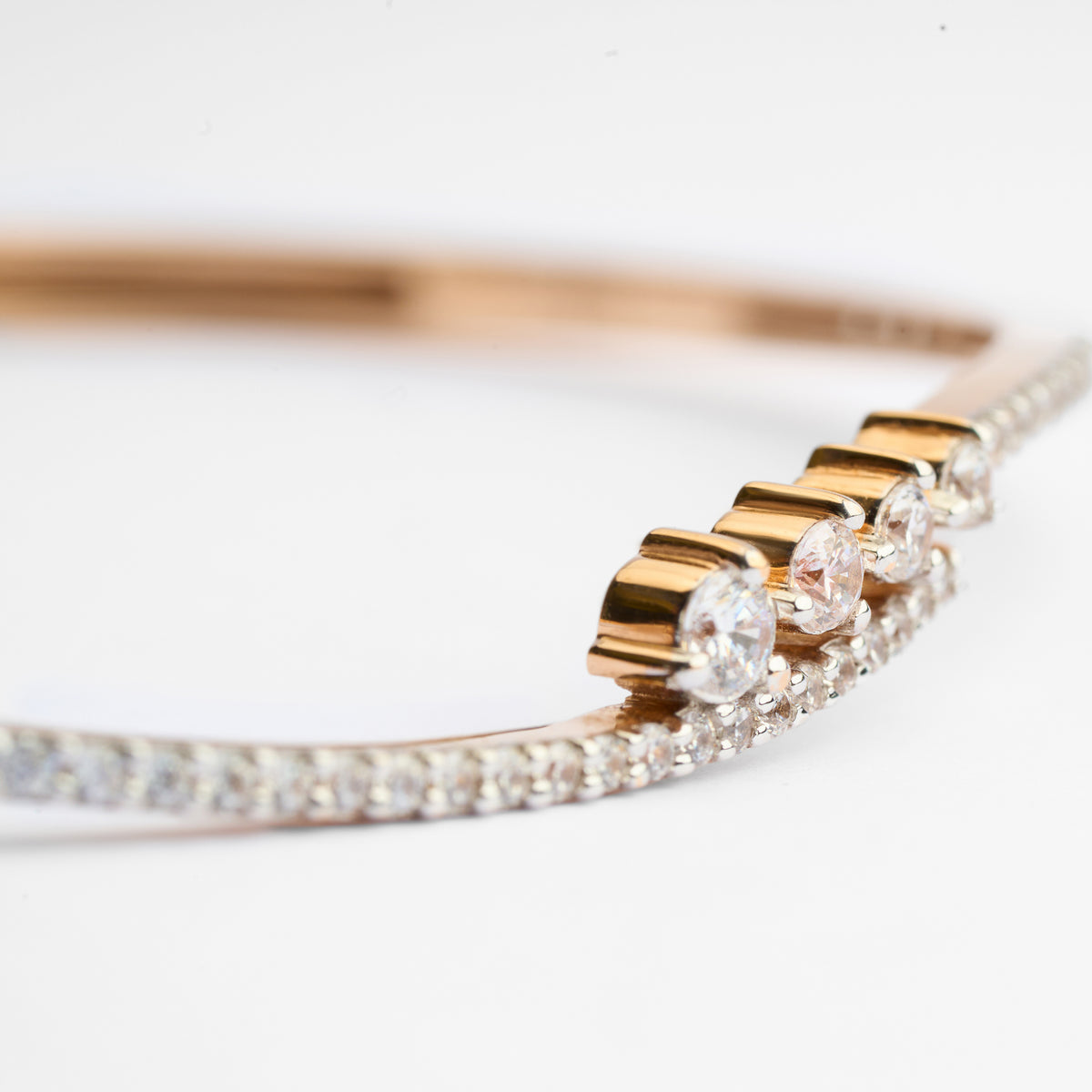 Gold CZ Stiff Bracelet