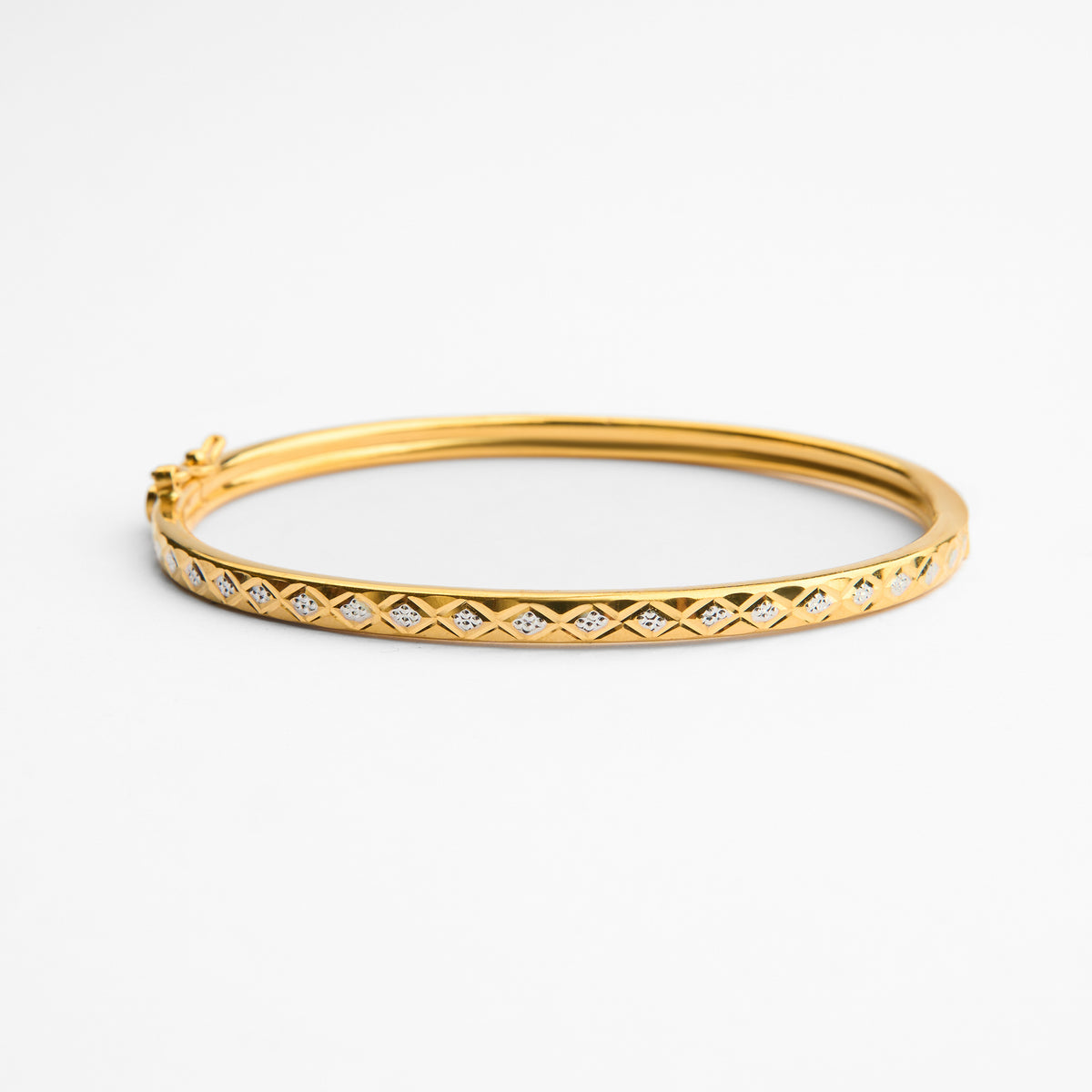 Gold Rhodium-Finish Textured Stiff Bracelet